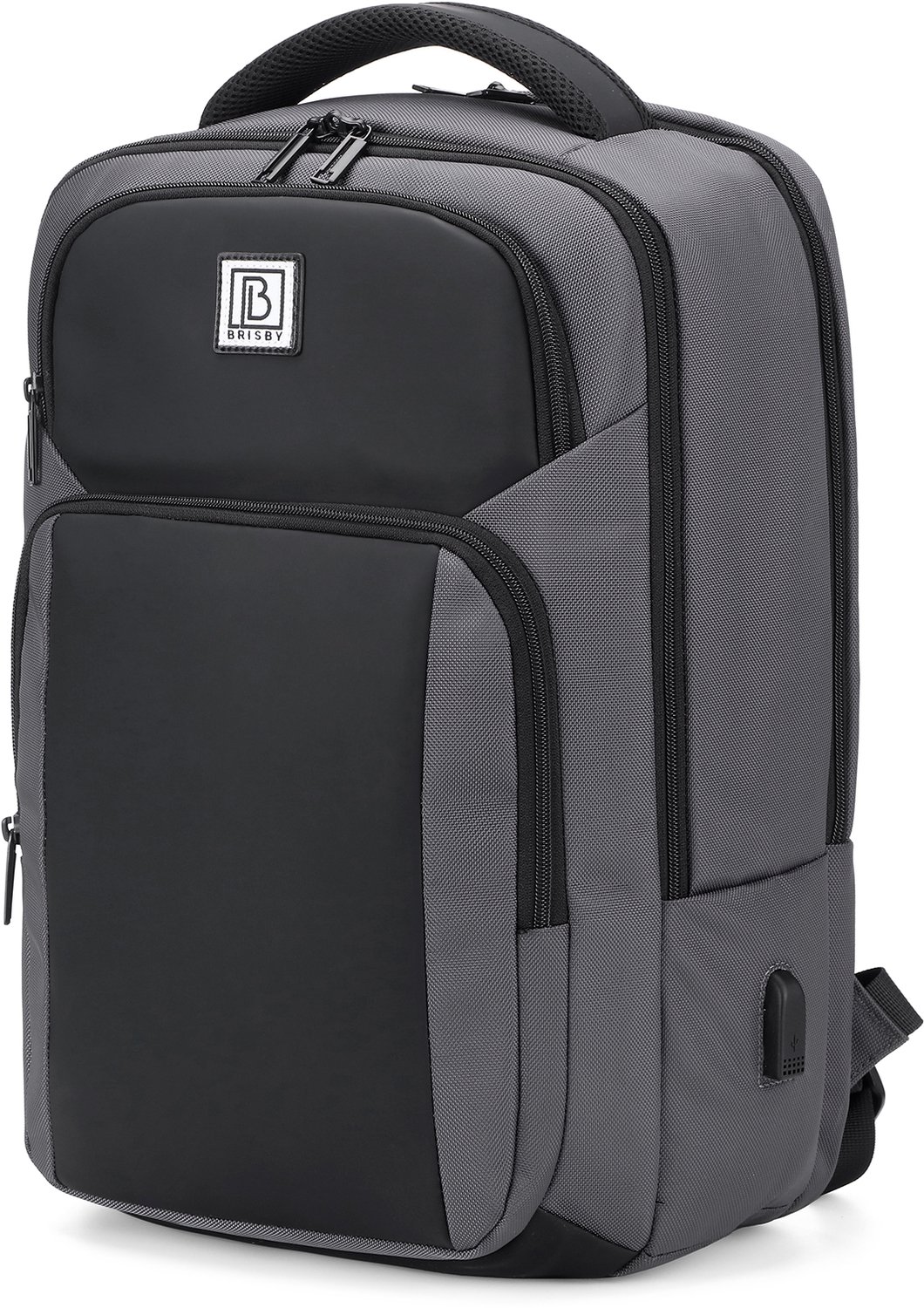 Brisby Rugzak Pro 1 – Laptoprugzak tot 15,7 inch voor Werk, School en Reizen – Waterafstotend – Met Tabletvak, Antidiefstalvak en Trolleysleeve - Grijs