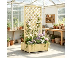 CHICFURN Moestuinbak - Opvouwbaar - Met klimrek - Dubbel - Naturel hout
