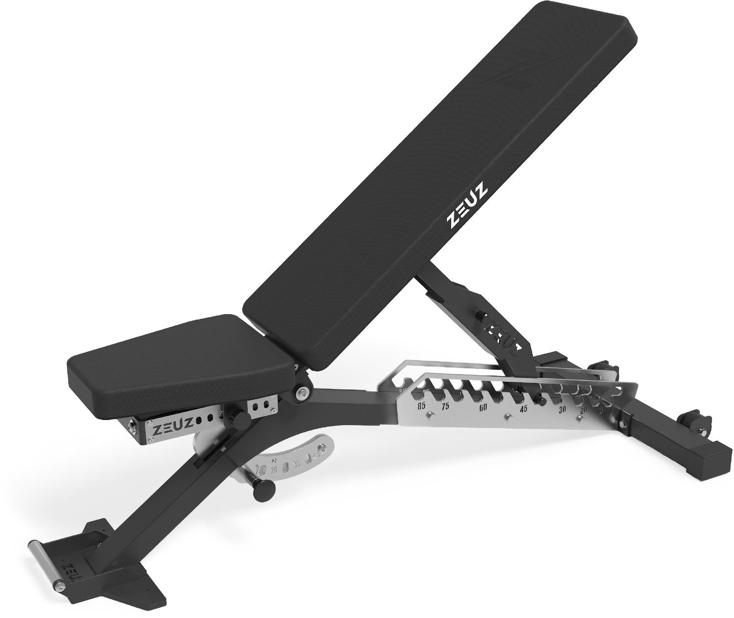 ZEUZ Professionele Halterbank voor Fitness & CrossFit – Fitnessbank & Trainingsbank – Bench Press - In 18 Standen Verstelbaar – Zwart