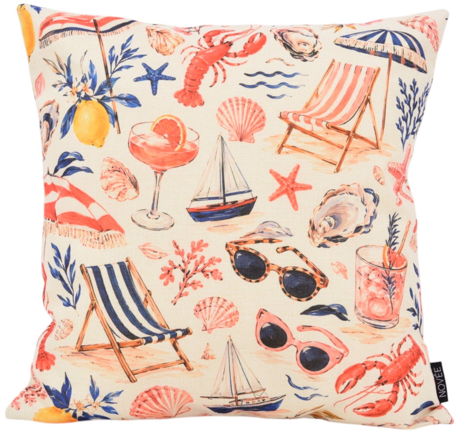 NOVÉE Saint-Tropez Club Kussenhoes | 45x45 cm | Katoen/Linnen zand