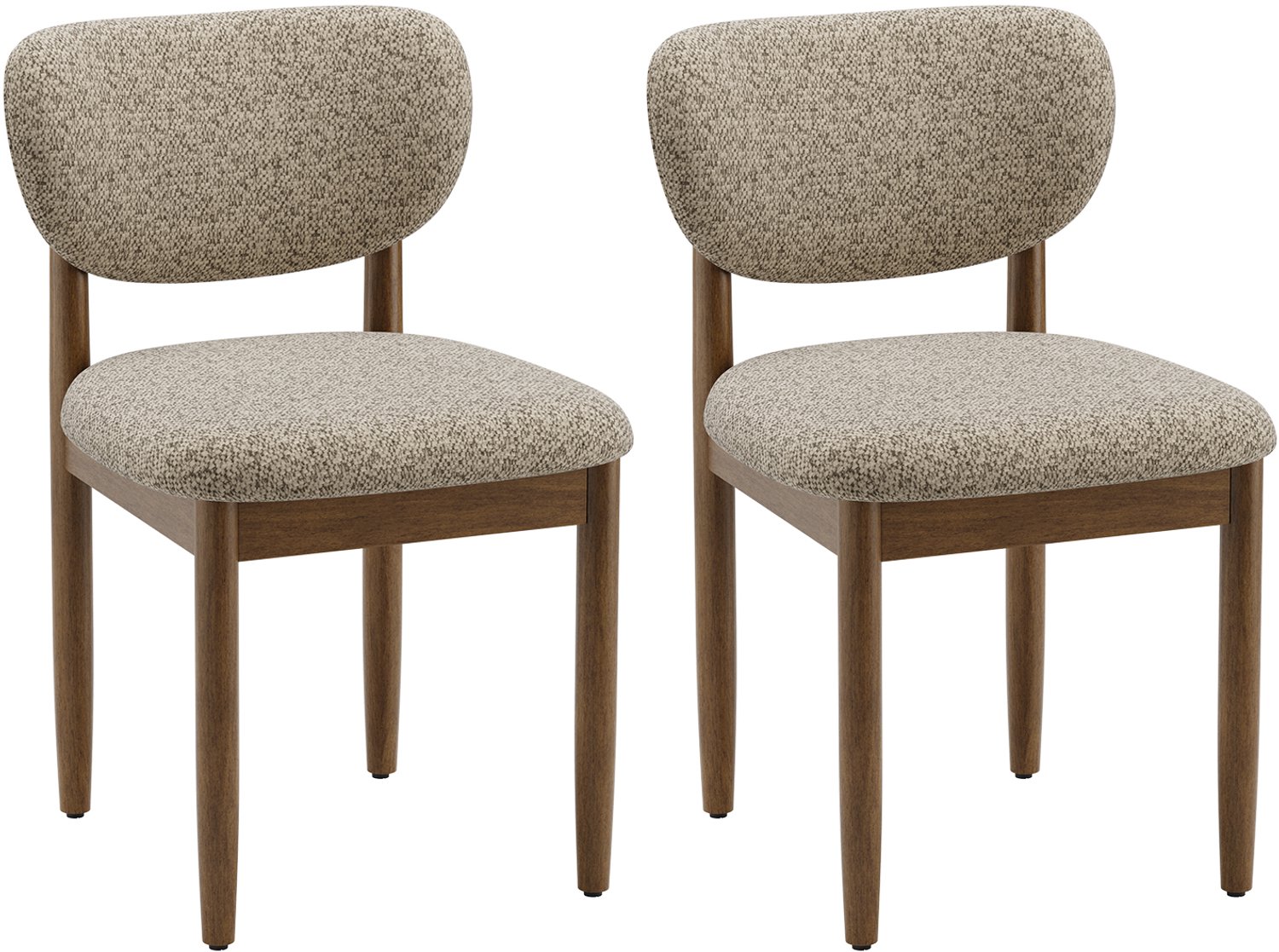 COLAMY Eetkamerstoelen Set van 2 – Chenille – Houten Poten – Ergonomische Rugleuning – Camel