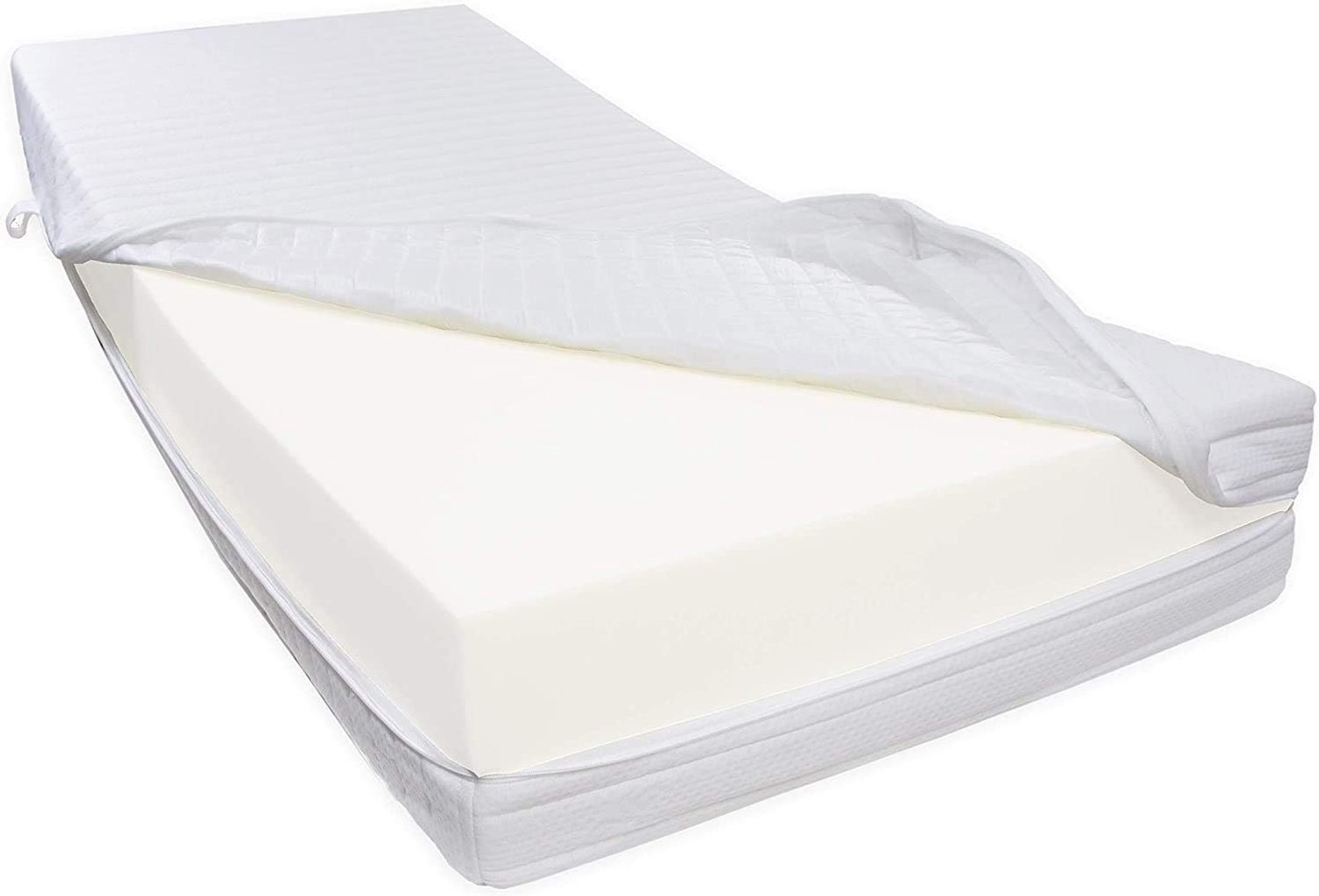 Novihome Premium R45 H6 Koudschuimmatras 90x200 cm – 25 cm Hoog – Zeer Stevig Extra Firm – RG45 Koudschuim – Tot 200 kg – Oeko-Tex – Afneembare Wasbare Hoes – Made in Germany Novihome