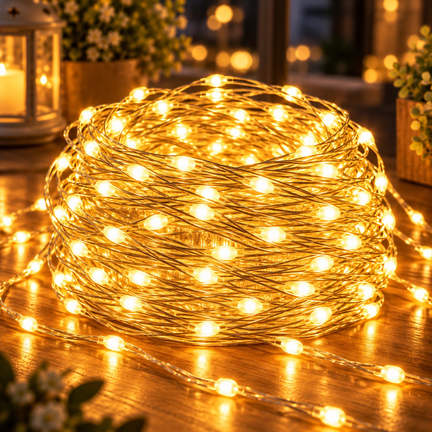Rosnek Lichtsnoer Kerstverlichting 800 LED 100 m - Lichtslinger Buiten met IP44 Adapter - 8 Lichtstanden & Geheugenfunctie - Fairy Lights & Tuinverlichting voor Tuin, Bruiloft & Hotel - Warm Wit
