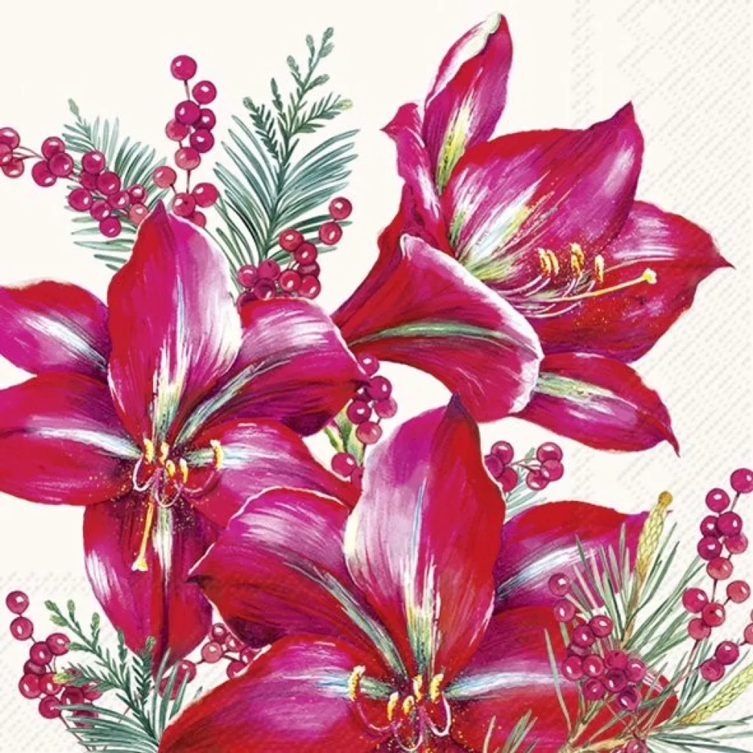 Servetten "KLASSIEKE AMARYLLIS crème" 33x33 cm