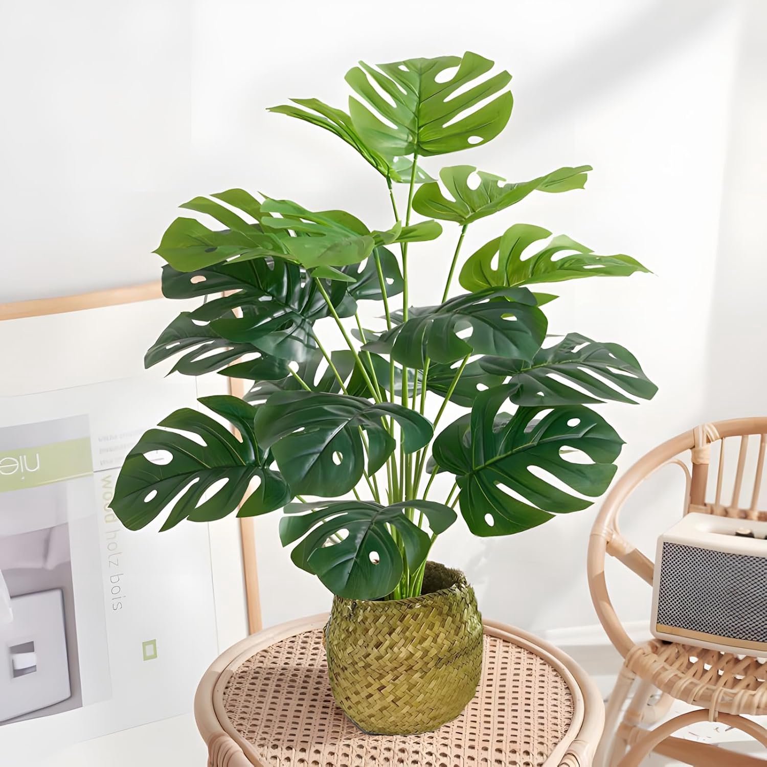 Kunstplant Monstera - groot 70 cm - decoratie voor woonkamer en keuken - realistisch design - m-winkel