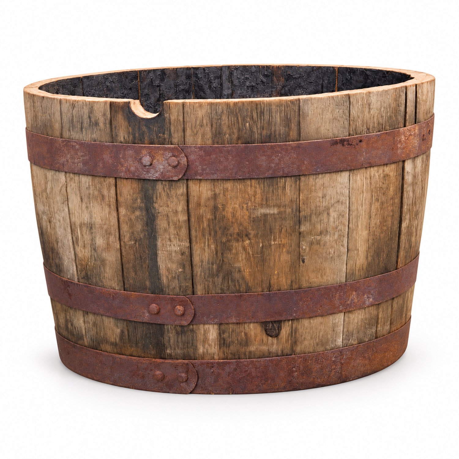 Half whiskyvat bloembak - Ø 62 x H 45 cm - eikenhout