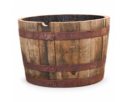 Half whiskyvat bloembak - Ø 62 x H 45 cm - eikenhout