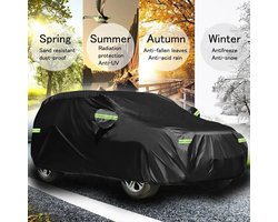 SP Select Autohoes voor Buiten – XL – 490 x 175 x 120 cm – Beschermhoes Auto met Reflecterende Strepen – Zwart- voor alle seizoenen
