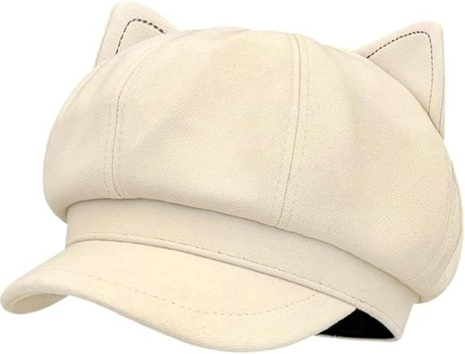Dames Baret met Kattenoren – Herfst en Winter Muts – Zacht en Warm – Verstelbaar – Voor Dagelijks Gebruik, School, Werk en Buiten – Stijlvol en Comfortabel – Schattig Design – Gebroken Wit