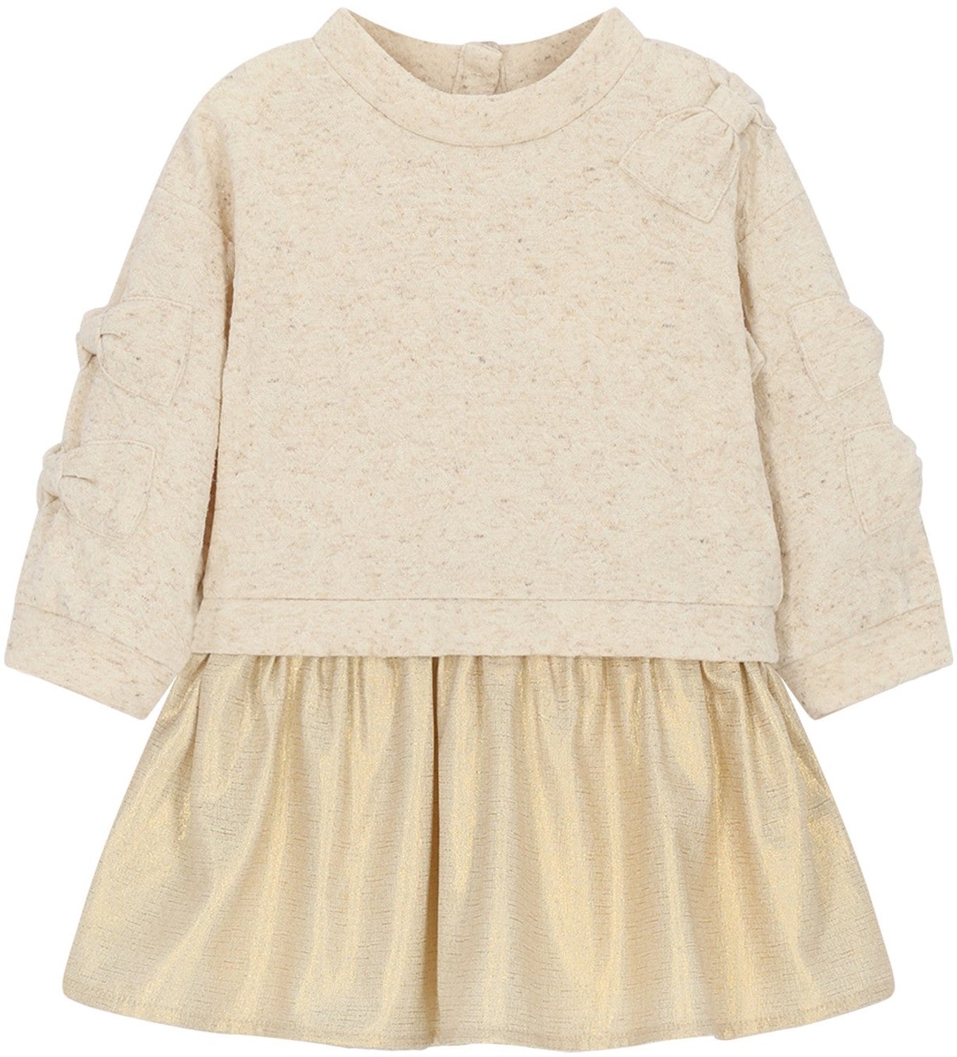 Le Chic - SABY bows & bows combi dress - Beige Melee - Maat 74