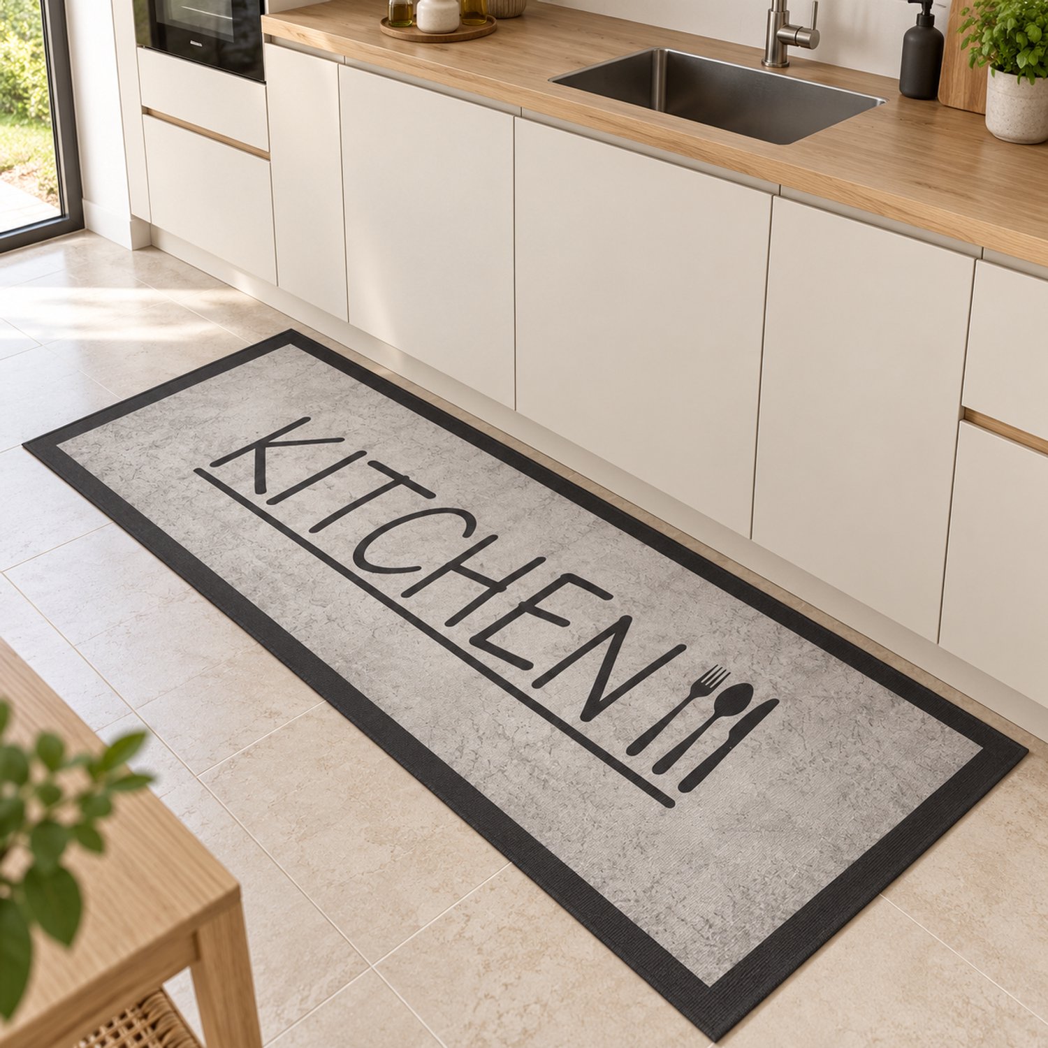 La Sheba Keukenloper Kitchen - Lichtgrijs - 80x180 cm - Vloerkleden - Keuken Tapijt - Keukenmat - Loper Tapijt - Loper Vloerkleed