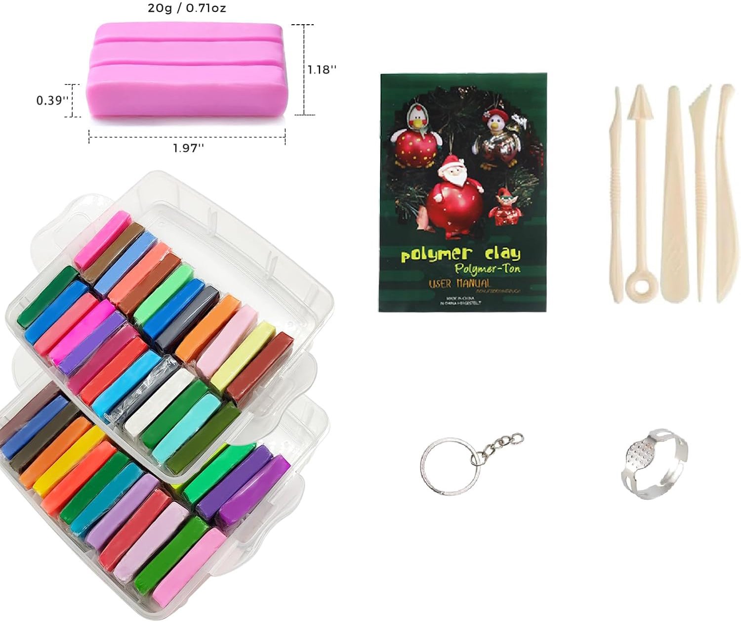 Set Van Polymeerklei In 50 Kleuren - Ovenbakbare Boetseerkleiset - Startpakket Polymeerklei Met Boetseergereedschap