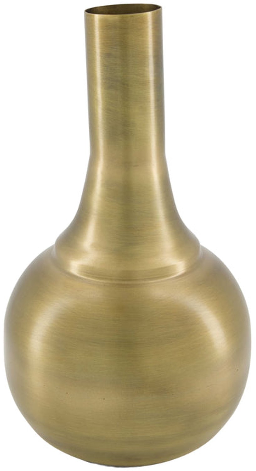 Luxe Aluminium Vaas – 30 cm Hoog – Antiek Brons (Antique Brass) – Ø 17 cm – Metalen Designvaas voor Zijden Bloemen en Droogboeketten
