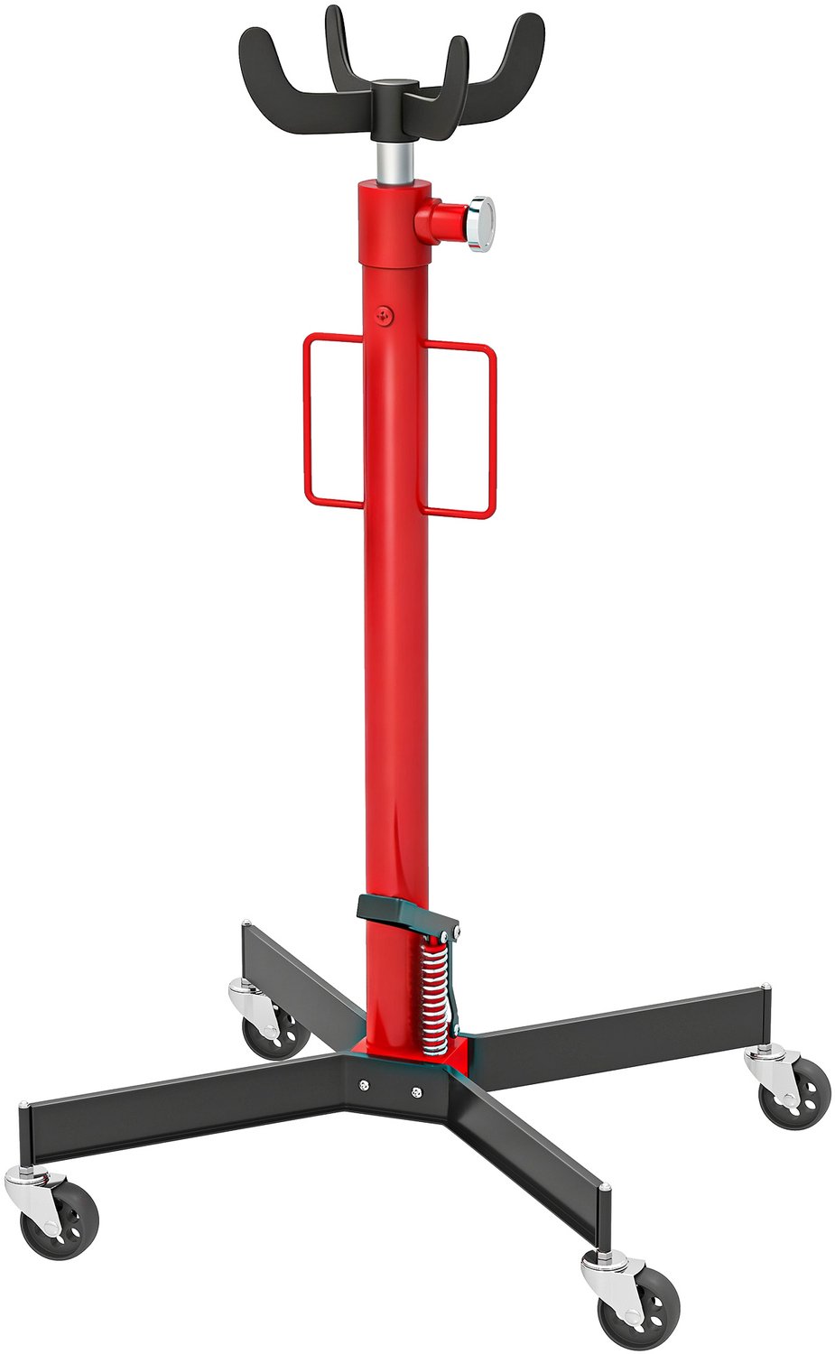 Hydraulische putkrik - hefvermogen 500 kg - met zwenkwielen en voetpedaal - staal - 58 x 58 x 110 - 191-5 cm - rood