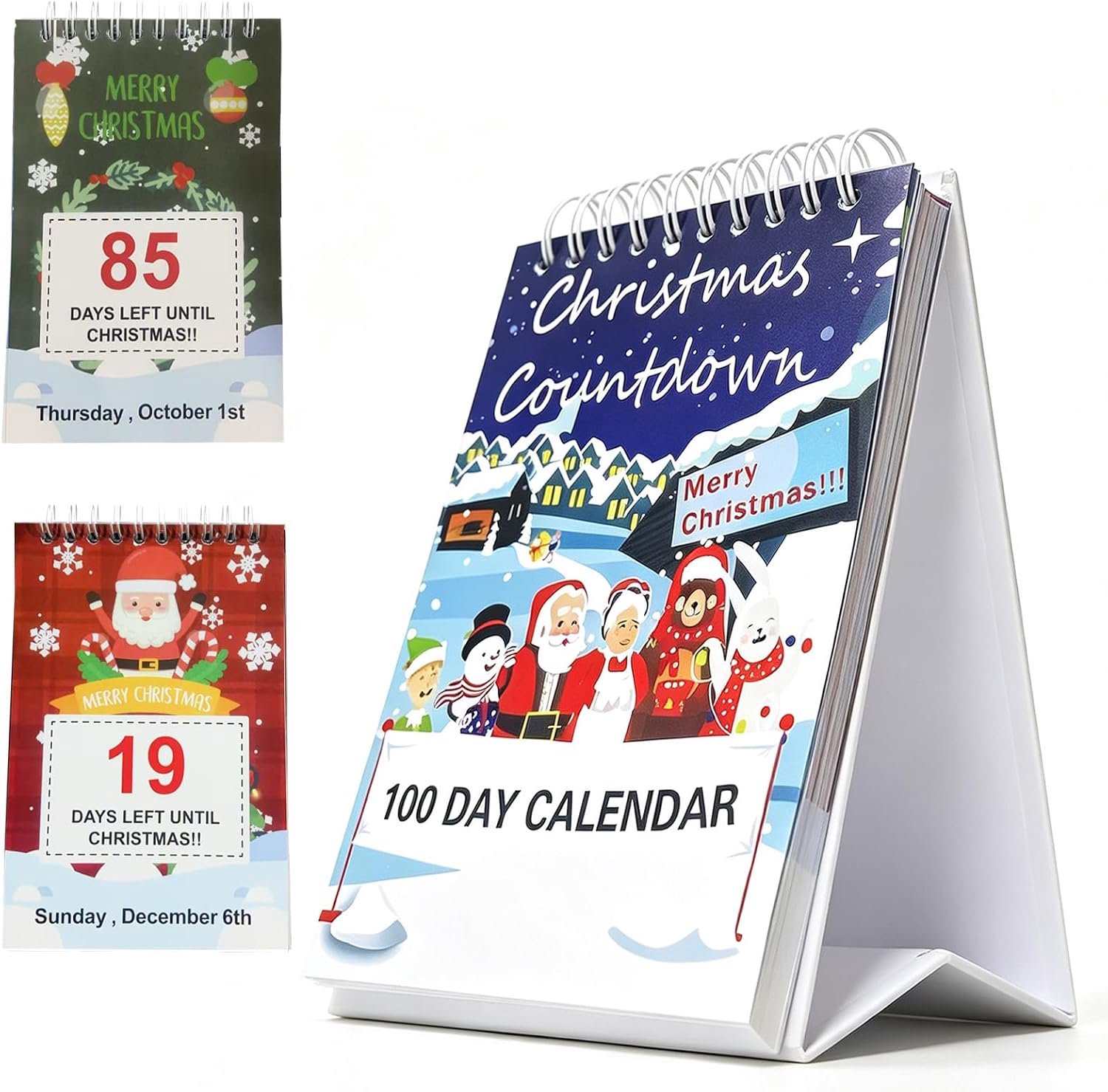 KZQ Aftelkalender voor Kerstmis 2026 (100 dagen) – Inclusief dagen van de week en datums – Kerst-aftelkalender voor 100 dagen – Aftellen naar Kerstmis – Decoratief ornament voor thuis, op kantoor en op het bureau