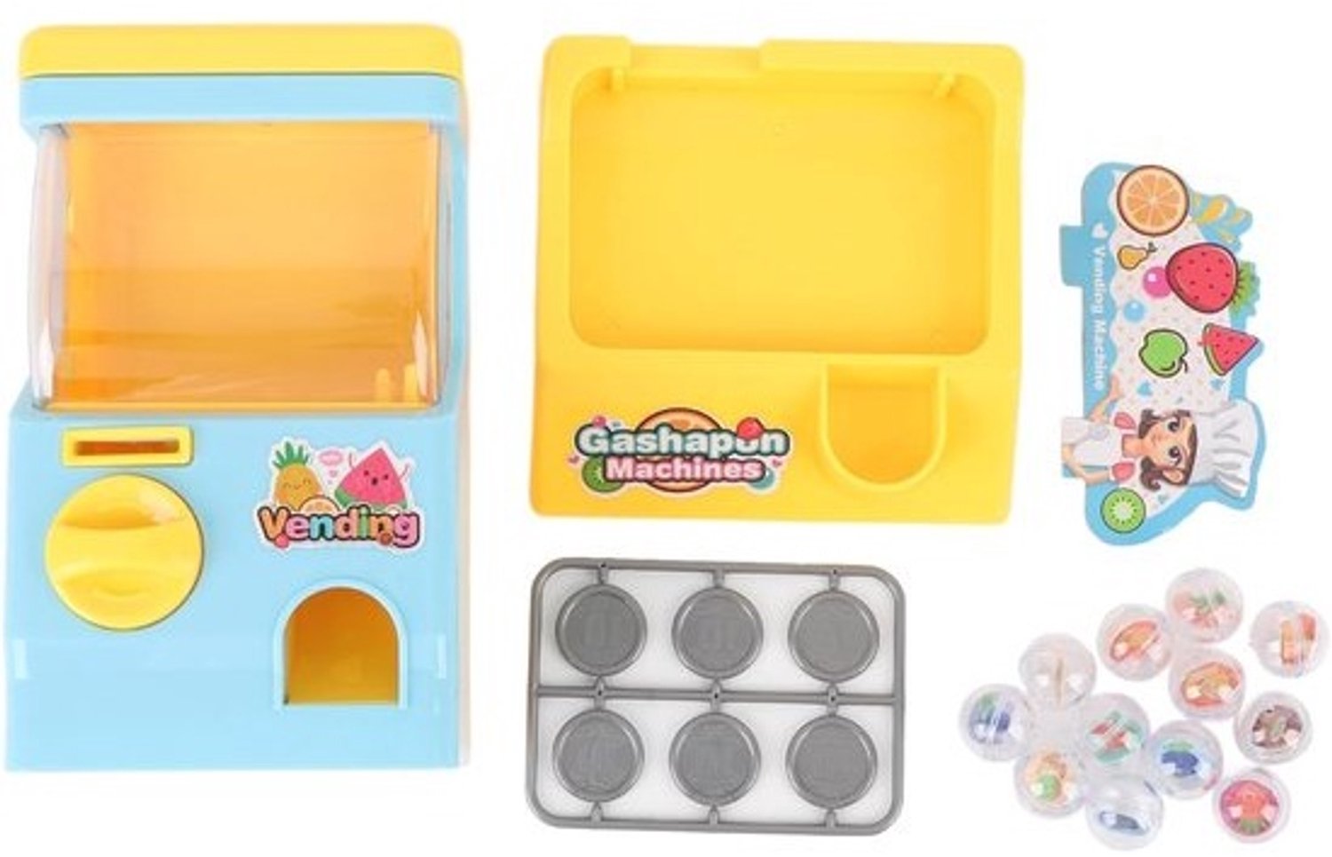 Mini-speelgoedmachine - Capsule-dispenser - Spel voor kinderen - Interactief en leerzaam - 42.5 x 15 cm - Blauw