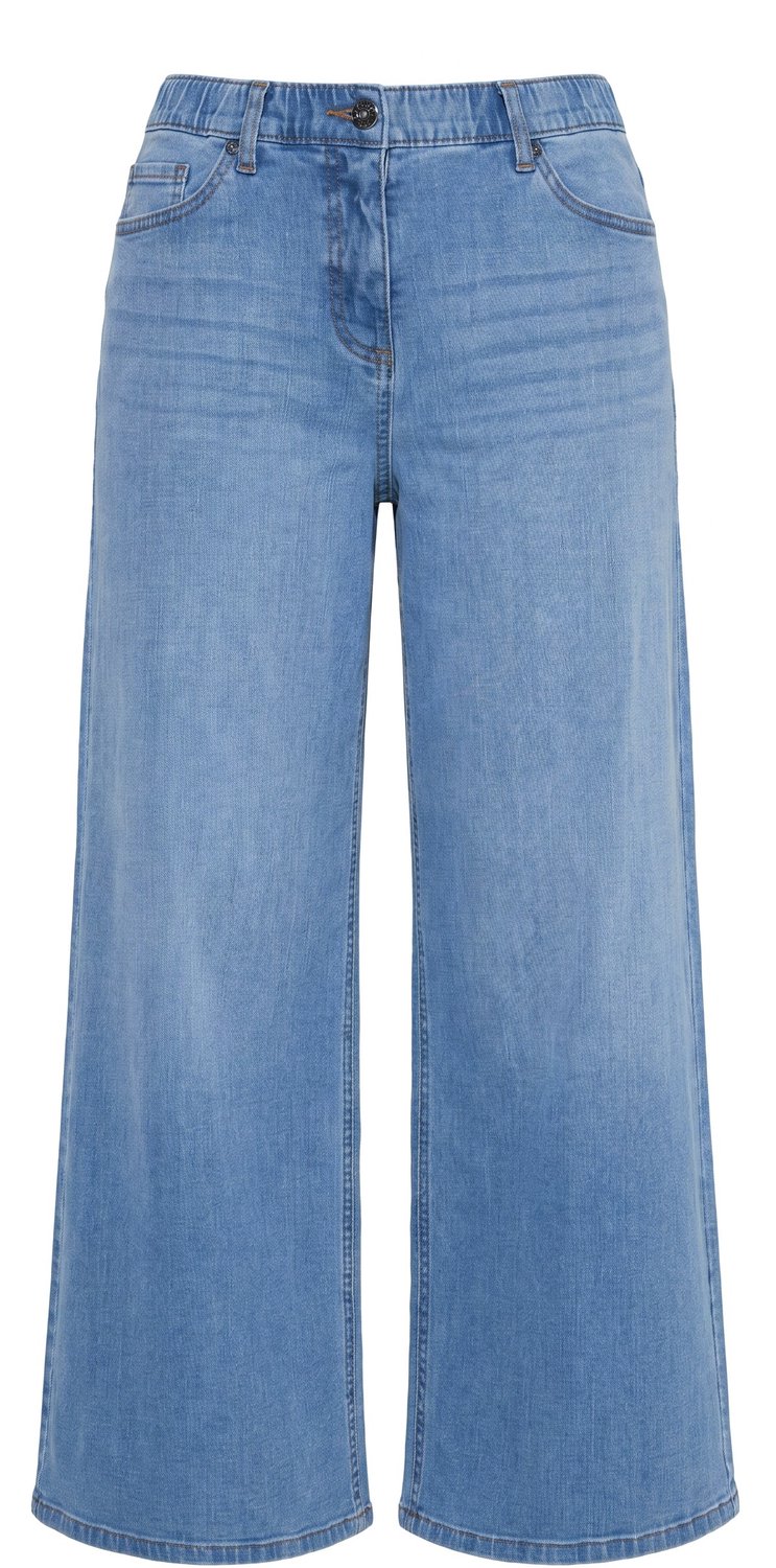 Ulla Popken - Dames - Jeans Mary extra wijd rechte pijpen stretch - Licht blauw denim - Maat 62