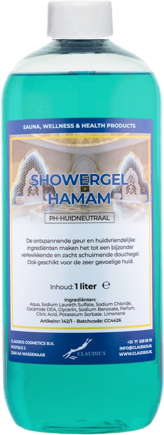 Claudius Douchegel Hamam 1 liter - showergel - navulling - voordeelverpakking