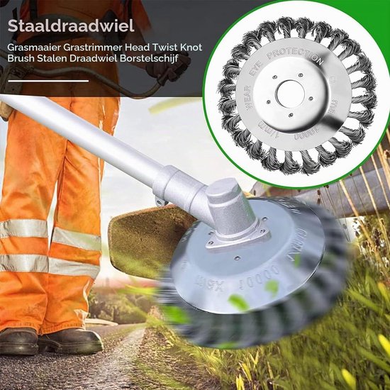 2 stuks onkruidborstels voor bosmaaier, 15 cm + 8 cm, draadborstel, met onkruidborstel — afbeelding 3
