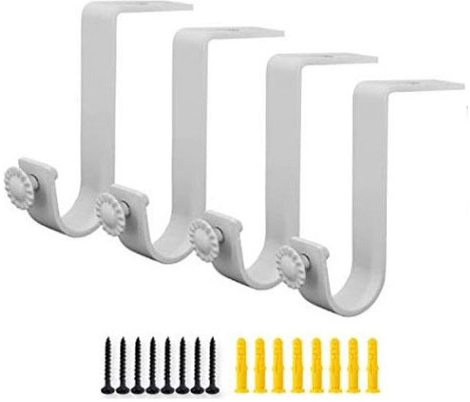 KZQ 4 Stuks Gordijnroede beugel – Gordijnroedehaak - Plafondmontagebeugel van aluminiumlegering - Gordijn accessoires - Inclusief schroeven – Wit