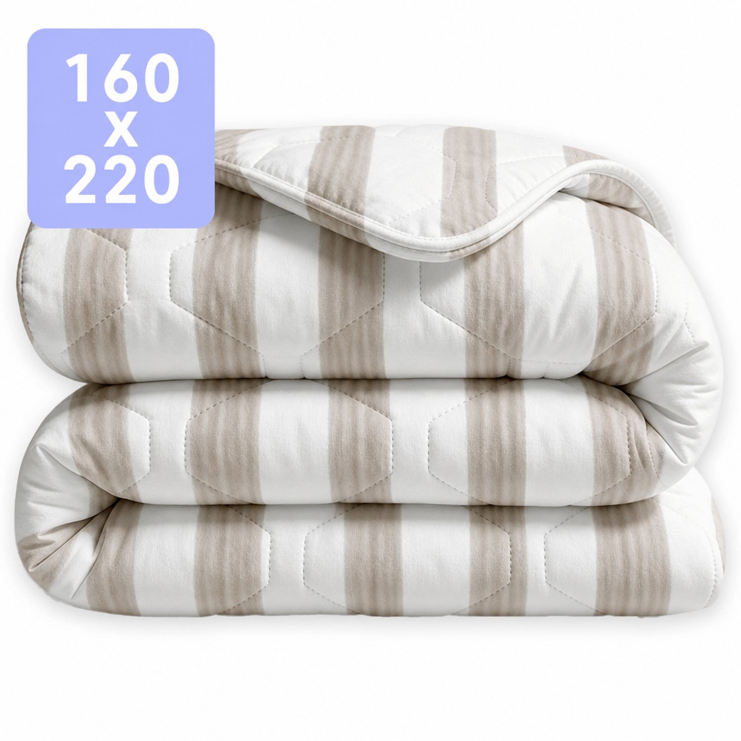 HappyBed Dekbed zonder overtrek 160x220 - 100% Katoen - Wasbaar Dekbed - Bedrukt dekbed zonder hoes - Hoesloos Dekbed - Twijfelaar dekbed - Stripes Melange