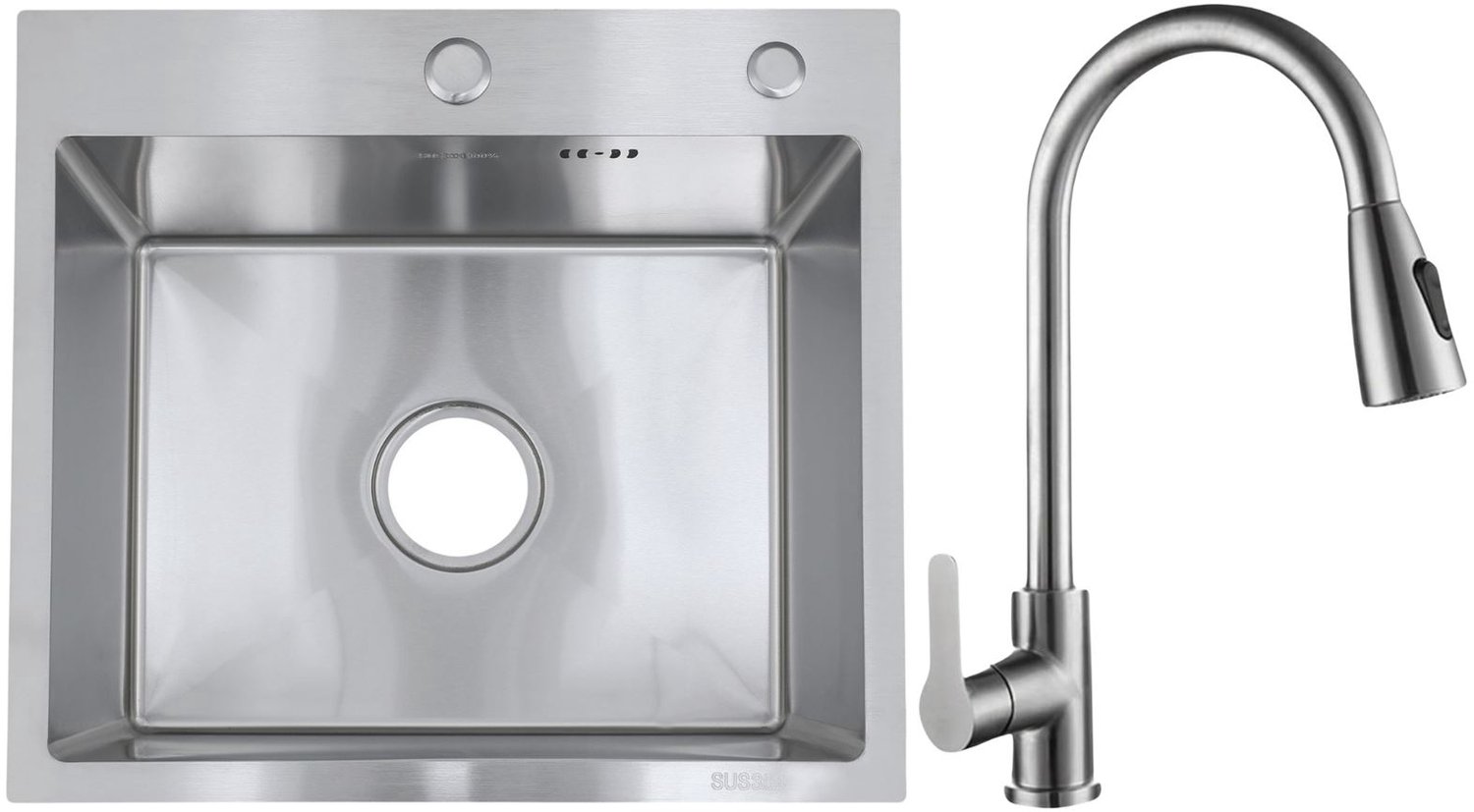 Faizee Home Future RVS Spoelbak Zilver 50x45x22 cm met Wave Kraan