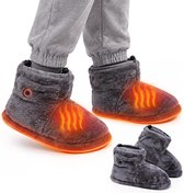 Elektrische verwarmde slippers – Elektrische verwarmende voetverwarmer – Warme schoenen – Pluche warmte – Winterbescherming - 5 warmtestanden – USB-verwarming - verwarmde schoenen - voor thuis, op kantoor, in de winter, voor mannen en vrouwen – Grijs