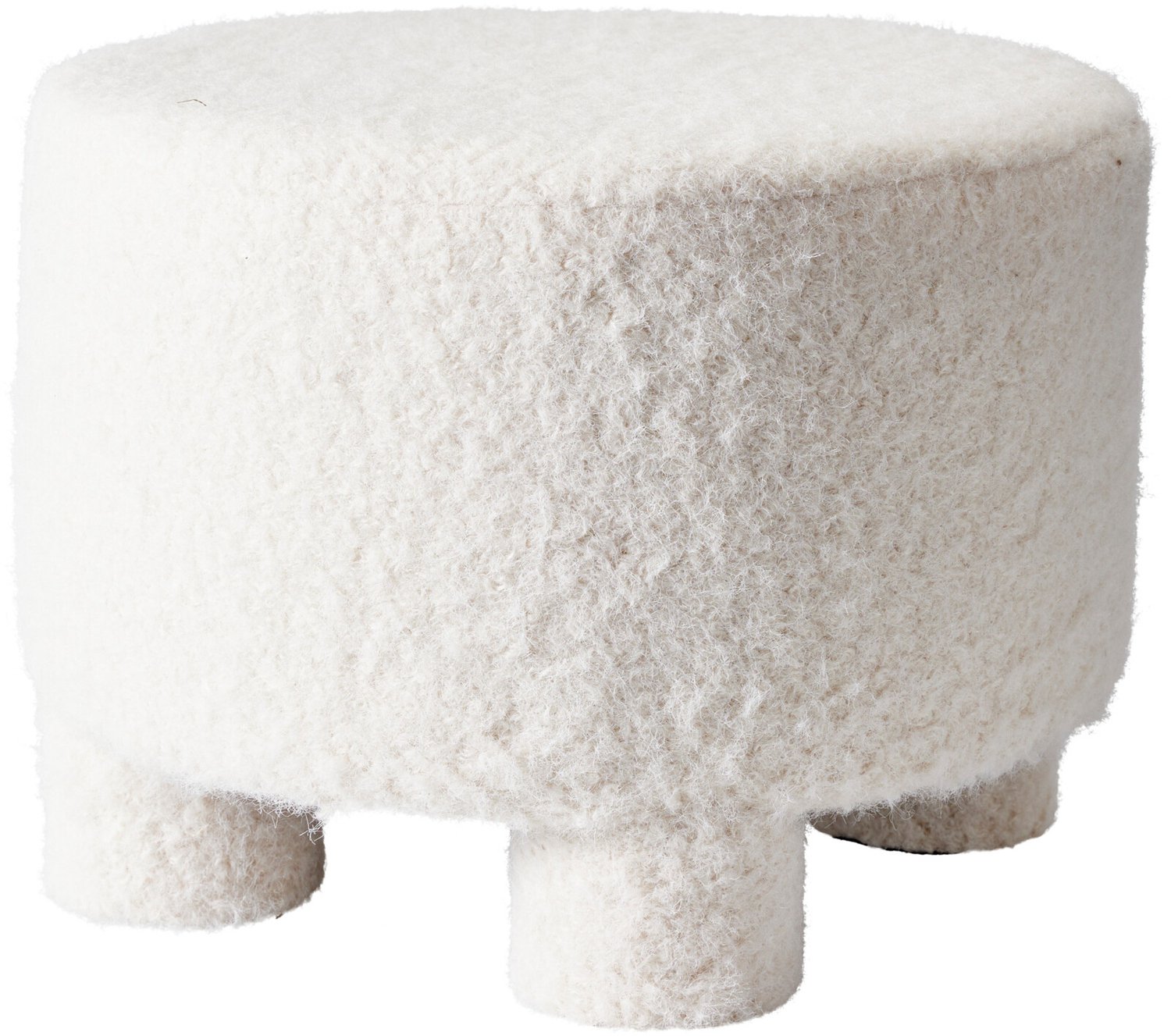 Home & Styling Collection Home Styling Collection - Gestoffeerde poef op houten poten, Ø 40 x 29 cm Beige