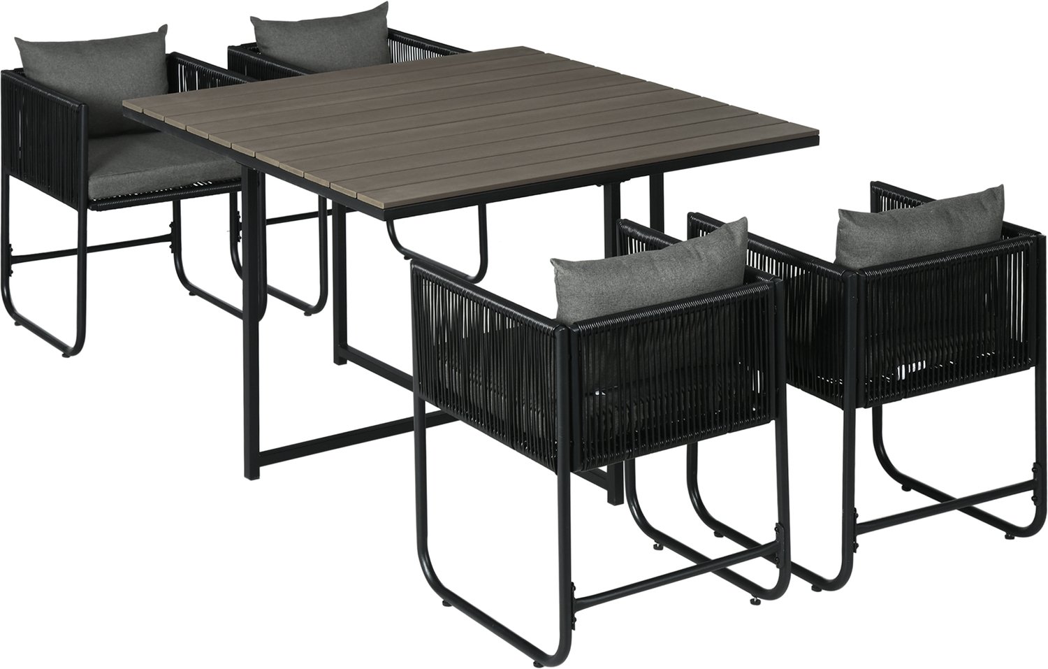 Sunona 5-delige tuinset - Met 4 stoelen en tafel - Van PE-rotan - 110 x 110 x 75 cm - Grijs