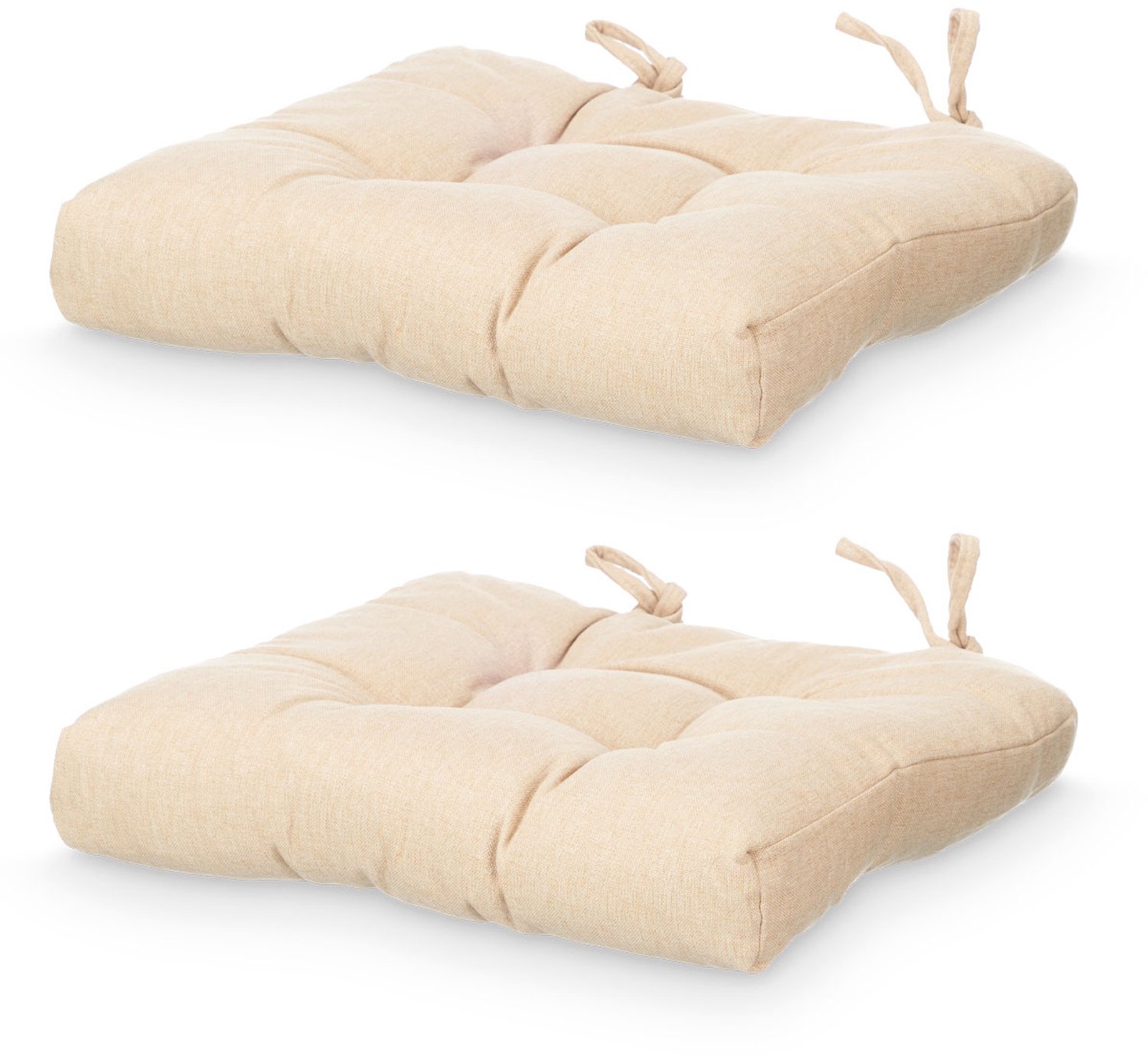 Giftdecor - Stoelkussens met quilt en strikjes, 40 × 40 cm - beige