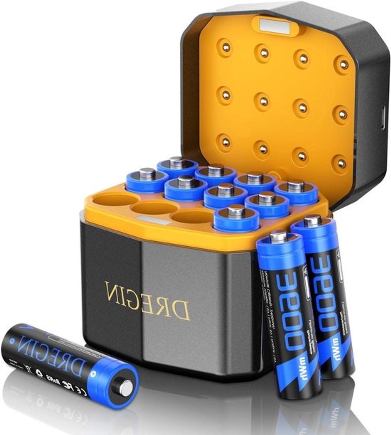 Oplaadbare AA-batterijen - Set lithiumbatterijen - Voor apparaten - 2000 laadcycli - 12 stuks - Blauw
