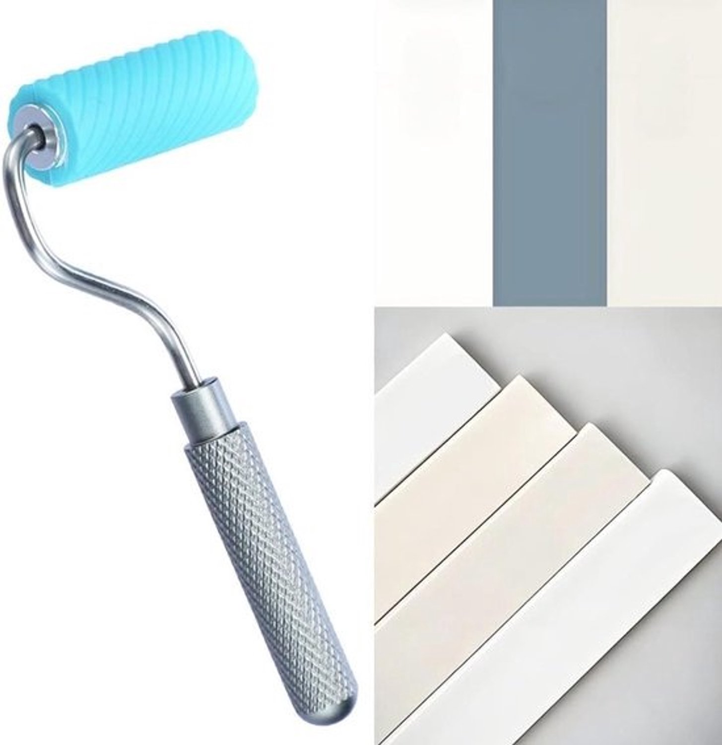Verfroller Set - Verfbak - Muren schilderen - Versterkte aluminium randen - 9 Inch - Blauw