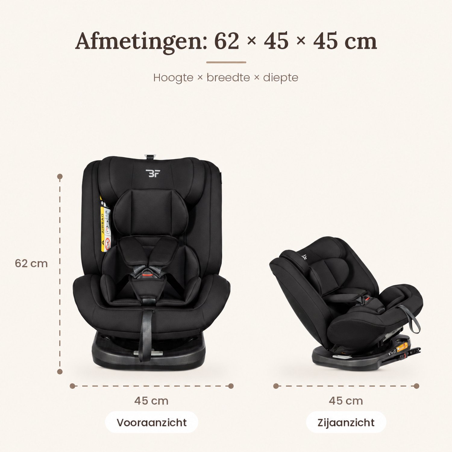 Bebies First Autostoel 360 Graden – i-Size Autostoel 40-150 cm – Draaibaar met ISOFIX en Top Tether – Zwart – foto 4