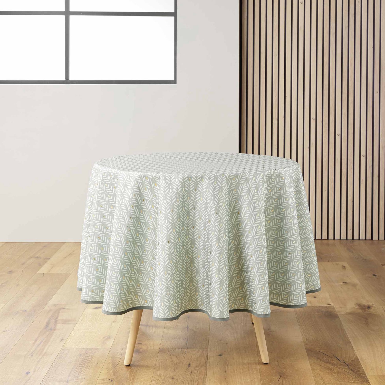 Douceur d'intérieur - Rond tafelkleed met glanzend patroon, Ø 180 cm - lichtgroen