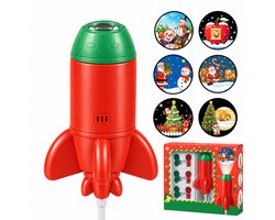 USB Kerst Projector Lamp - Kerstprojector - Raket Sterrenhemel met 6 Dias (23.5 cm) - Plug and Play - Vakantieprojector - Geschikt voor Auto Plafond, Kinderkamer & Kerstfeest - Rood