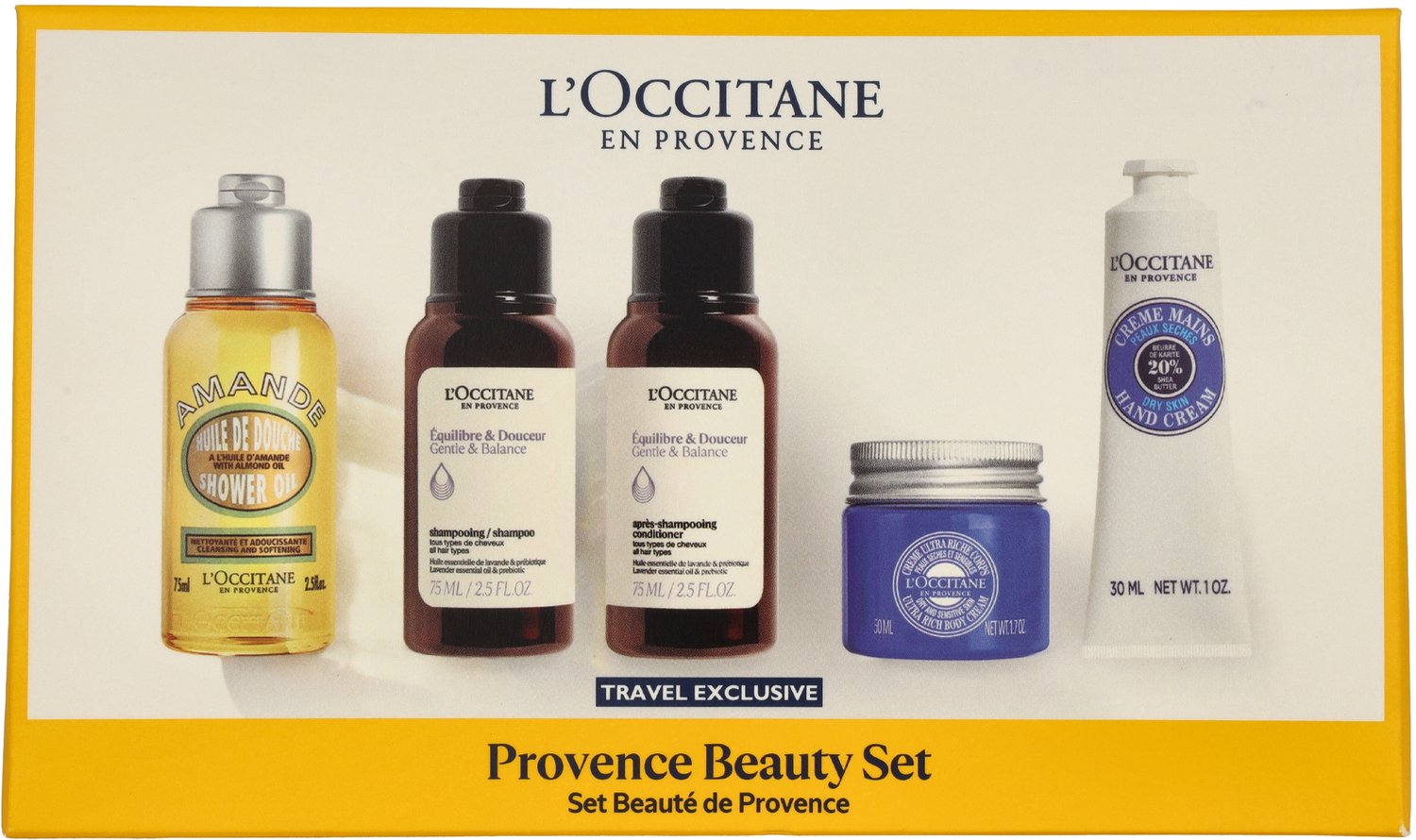 L'Occitane Provence Beauty Set 305 ml - Shampoo 75 ml/Conditioner 75ml/Oil 75ml/B.Cream 50ml/H.Cream 30ml