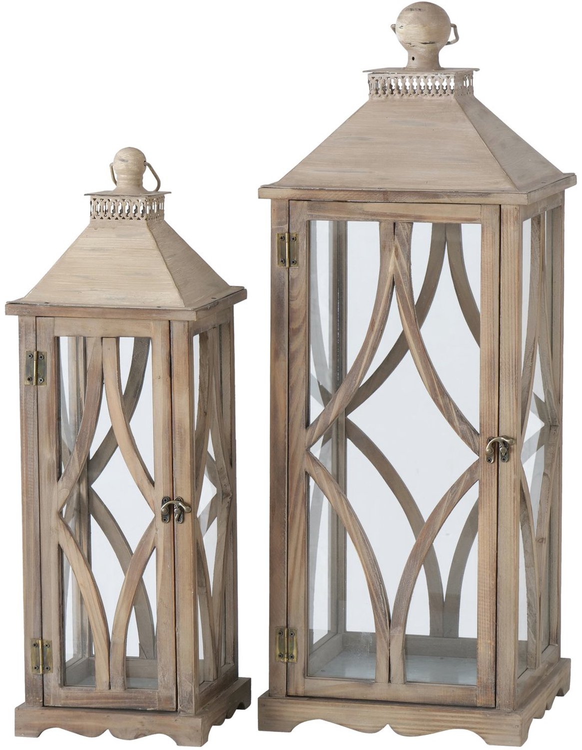 Boltze Home - Houten lantaarns KAROL, groot, 2 stuks