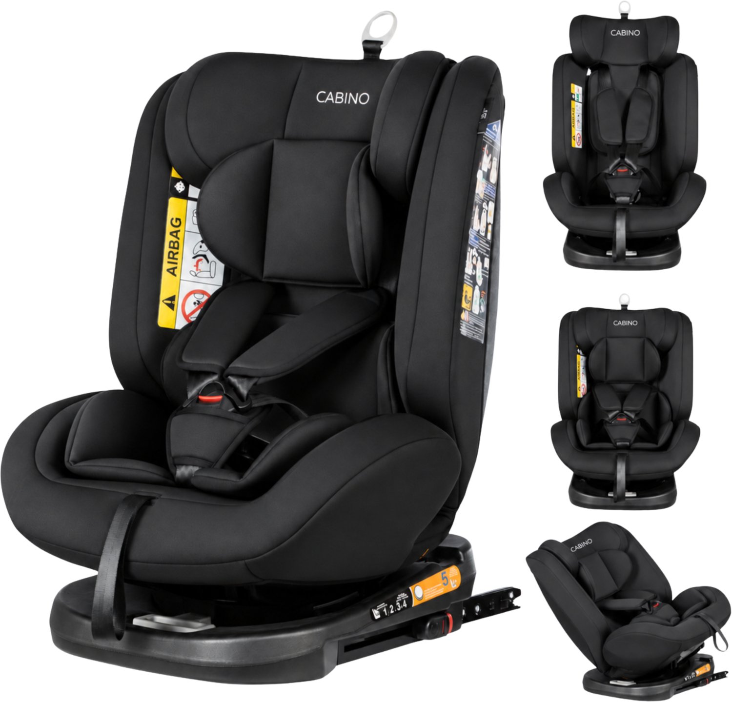 Cabino Luna Autostoel i-Size – 360° Draaibaar – Isofix – Groep 0/1/2/3 – 40 tot 150 cm – Zwart