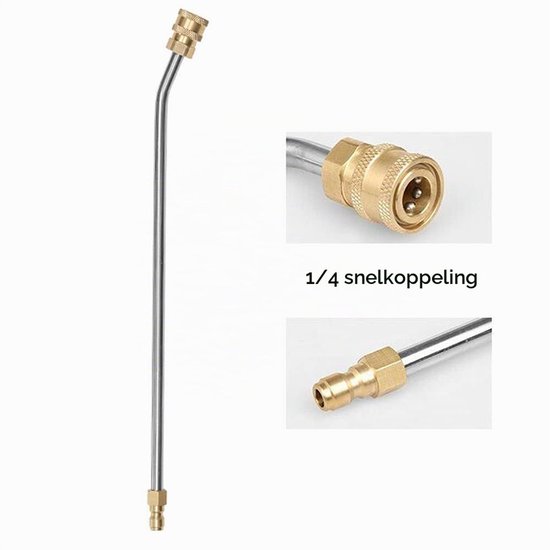 Hogedrukreiniger Gootreiniging Stang, 13 inch (35cm) Roestvrijstalen Schuine Verlengstang Lance, Hogedrukreiniger Gootreinigingsstang (1/4 Inch Quick Connect Release) — afbeelding 2
