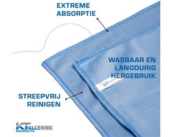 KT Cleaning Microvezeldoekjes 40x40 cm - 10 Stuks - Glasdoek voor Ramen Wassen - Streepvrij Resultaat - Microvezel Doek voor Glas en Spiegels