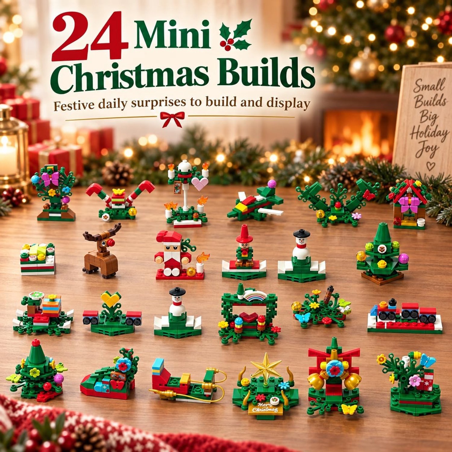 Kerst Adventskalender Bouwstenen 2026 – 24 Dagen Kerst Countdown Kalender – 24 Verrassingsdoosjes – Kerstboom Bouwset 833 Stuks – Kerst Cadeau voor Kinderen en Volwassenen - Cadeautjes - Kerst – foto 6