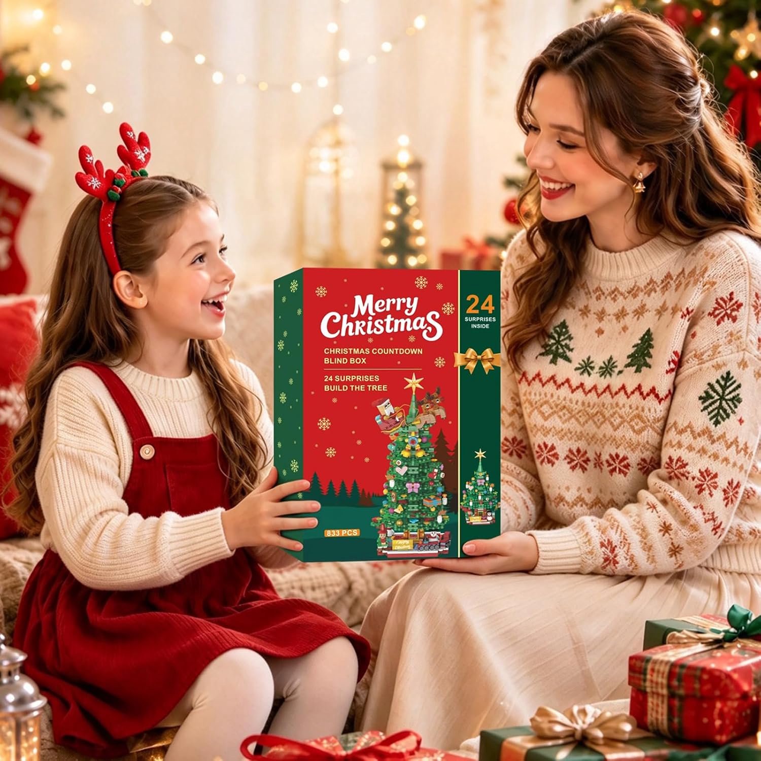 Kerst Adventskalender Bouwstenen 2026 – 24 Dagen Kerst Countdown Kalender – 24 Verrassingsdoosjes – Kerstboom Bouwset 833 Stuks – Kerst Cadeau voor Kinderen en Volwassenen - Cadeautjes - Kerst – foto 3