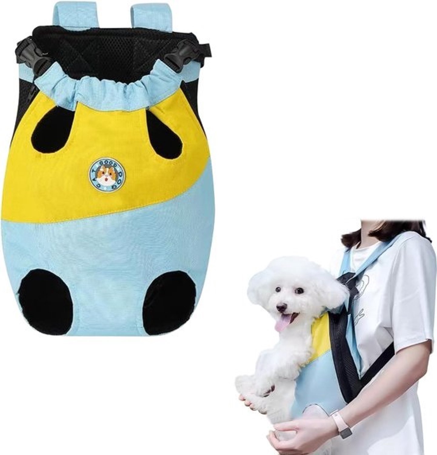 SnelShoppen - Rugzak voor hondendrager - Verstelbare beenruimte voor kleine honden en katten (5-8 kg) - Ademend en comfortabel voor wandelen, reizen, campi