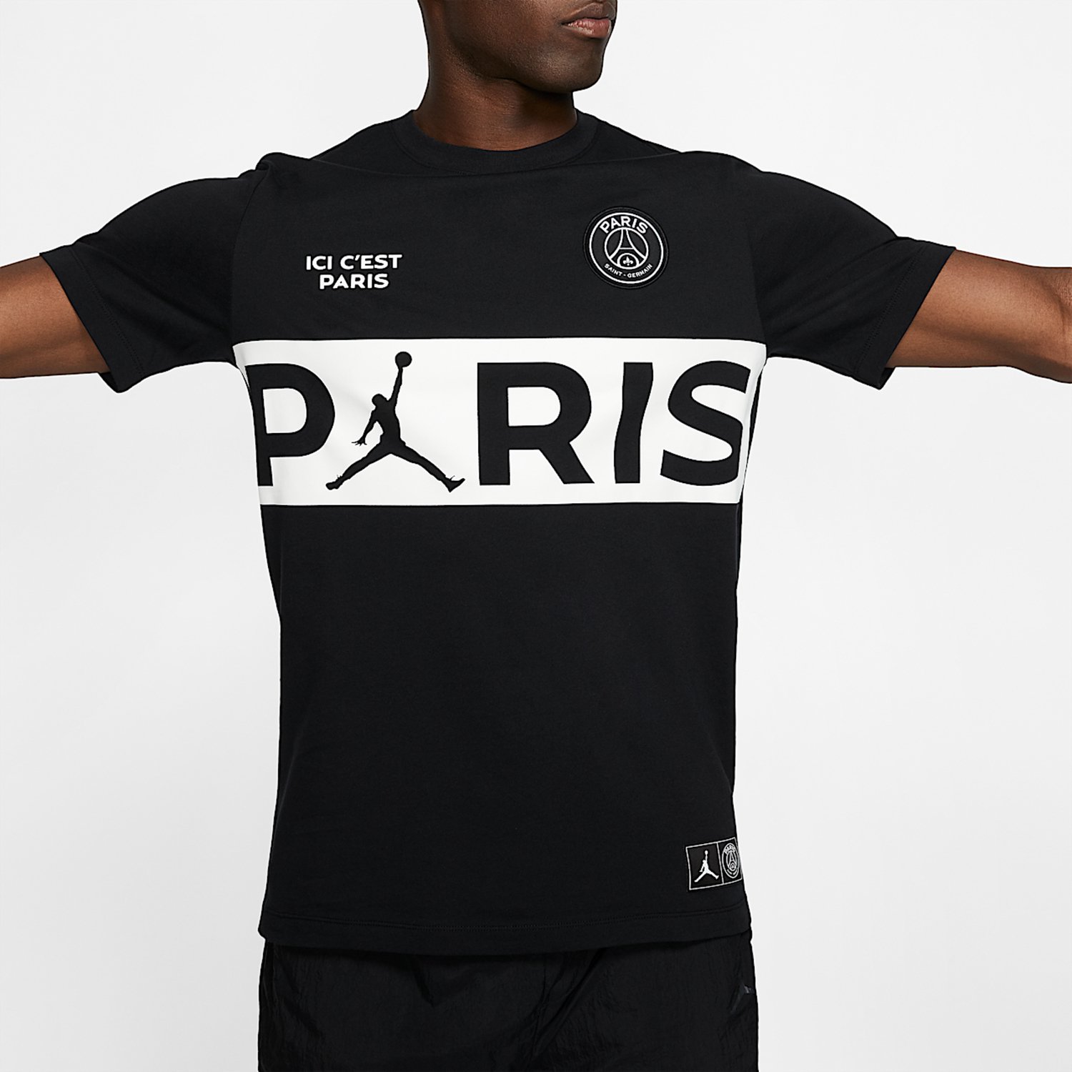 Jordan Paris Saint-Germain - T-shirt met woordmerk - Maat M - Zwart/Wit - PSG - Voetbal - Heren Sportshirt voor Mannen