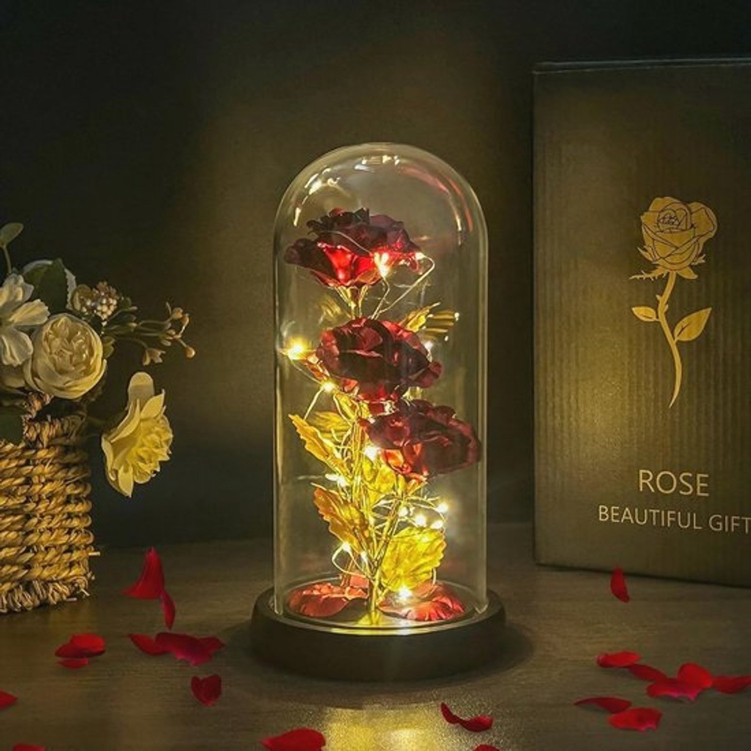 Eeuwige roos in glas - geconserveerde LED-roos voor Moederdag, verjaardagen en jubilea