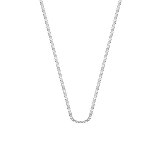 Zilverkleurige ketting van 70 cm met verfijnde, vierkante Venetiaanse schakels van 925 zilver.
