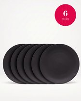 vtwonen - Ontbijtborden - Set van 6 - Mat Zwart - Porselein - 20 cm