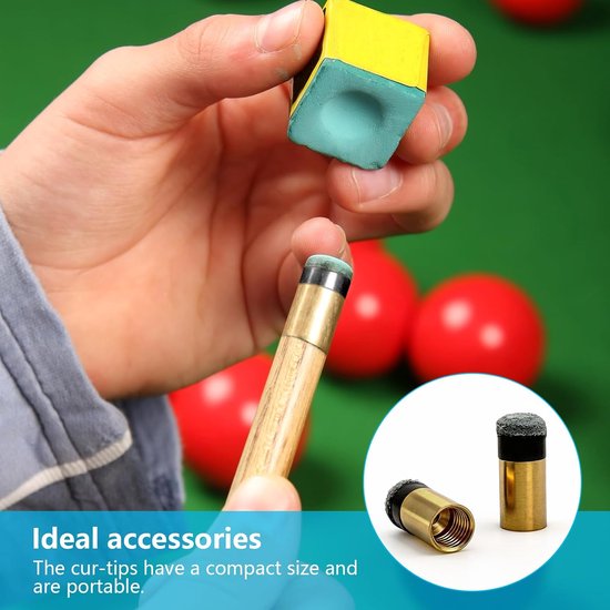 Biljartkeu-tips 10 stuks - 10 mm schroefbare messing inzetstukken - eenvoudige installatie - nauwkeurige schoten - Vemera — afbeelding 4