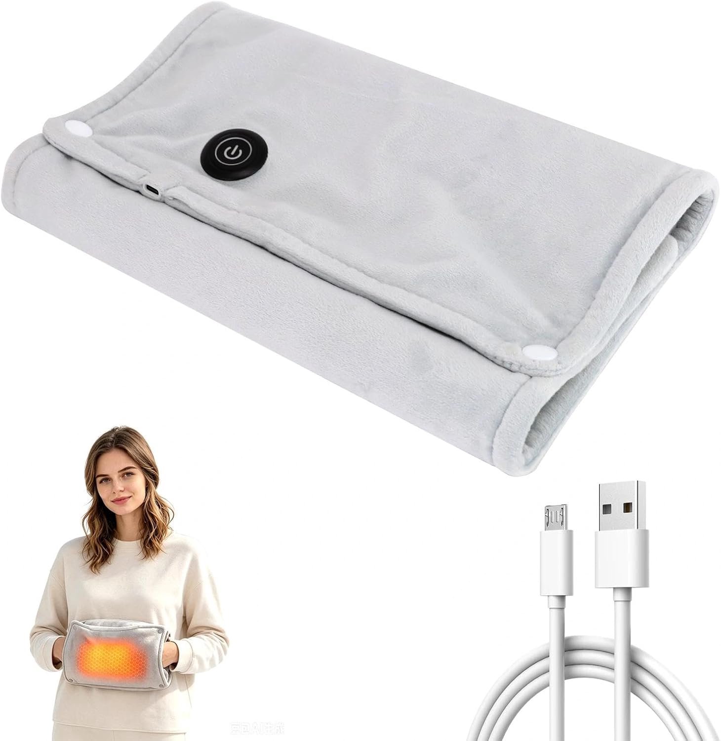 KZQ USB Verwarmingskussen 5V Elektrisch Opvouwbaar Met 3 Warmtestanden Voor Rug Schouders En Buik Wasbaar Warmtedeken Voor Mannen En Vrouwen