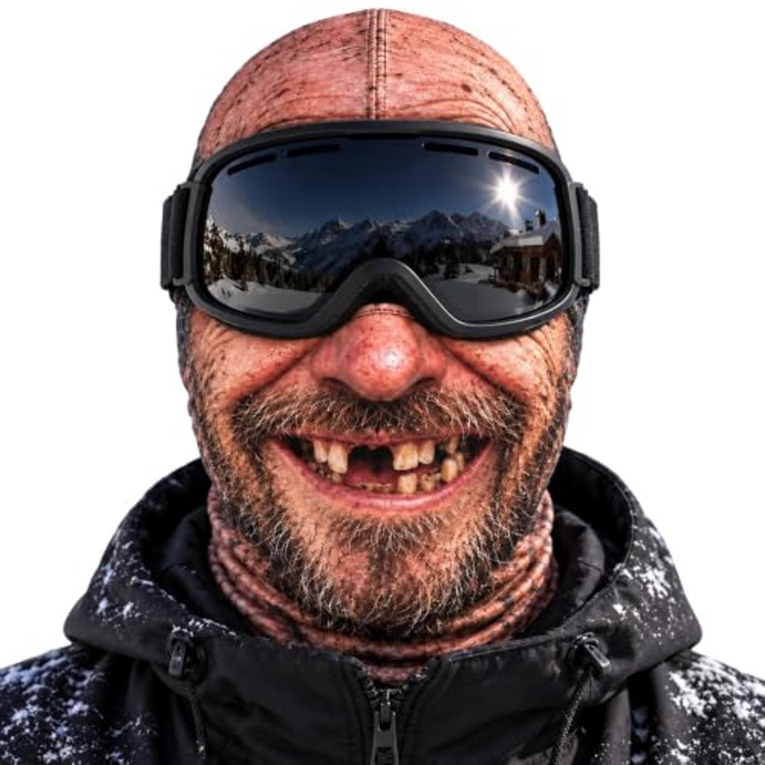 Ryoudavell Old man ski funny realistic balaclava novelty full neck cover winter windproof headwear funny prank gift 3D neck gaiter Geschikt voor skiën snowboarden fietsen wandelen motorrijden Fun Face Mask – Smiley Face